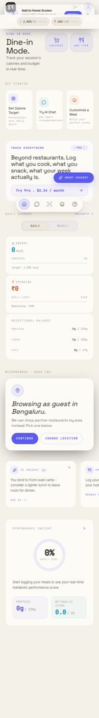Edible Factor dashboard in the original dark theme.